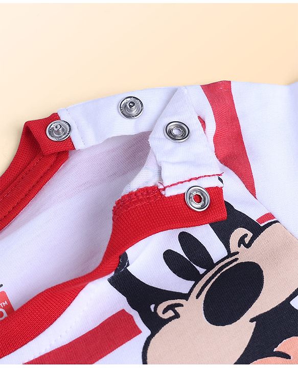 Babyhug Disney Cotton Single Jersey Knit T-Shirt with Full Sleeves and Mickey Mouse and Friends Print - Red