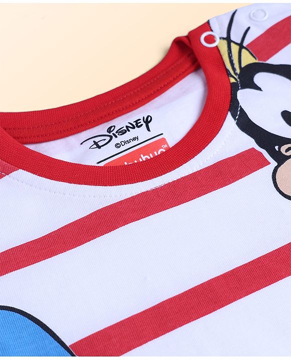Babyhug Disney Cotton Single Jersey Knit T-Shirt with Full Sleeves and Mickey Mouse and Friends Print - Red