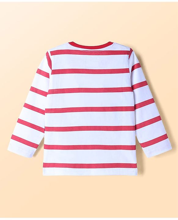 Babyhug Disney Cotton Single Jersey Knit T-Shirt with Full Sleeves and Mickey Mouse and Friends Print - Red
