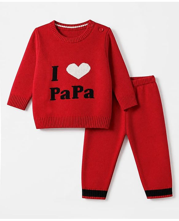 Babyhug  Unisex SWEATER SET Regular  Red 0-3m
