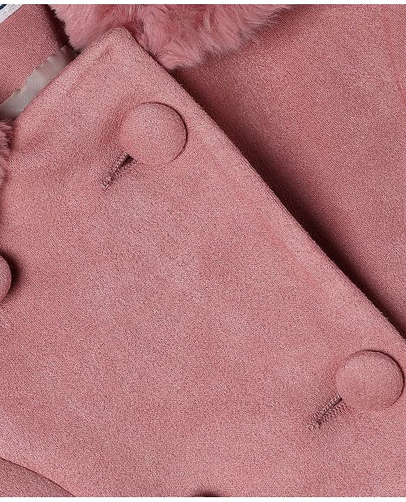 Babyhug Woven Trench Coat with Full Sleeves and Bow Detail - Pink