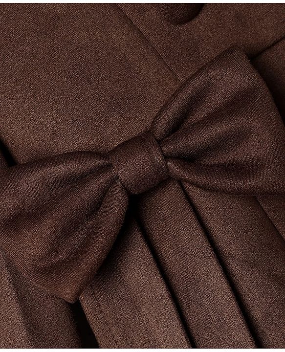 Babyhug Woven Trench Coat with Full Sleeves and Bow Detail - Brown