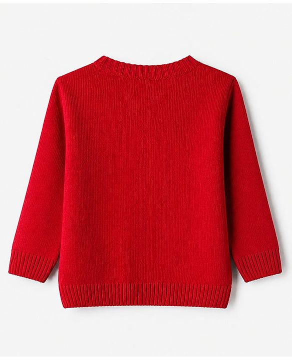 Babyhug Knit Full Sleeves Sweater Set With I Love Mom Design - Red