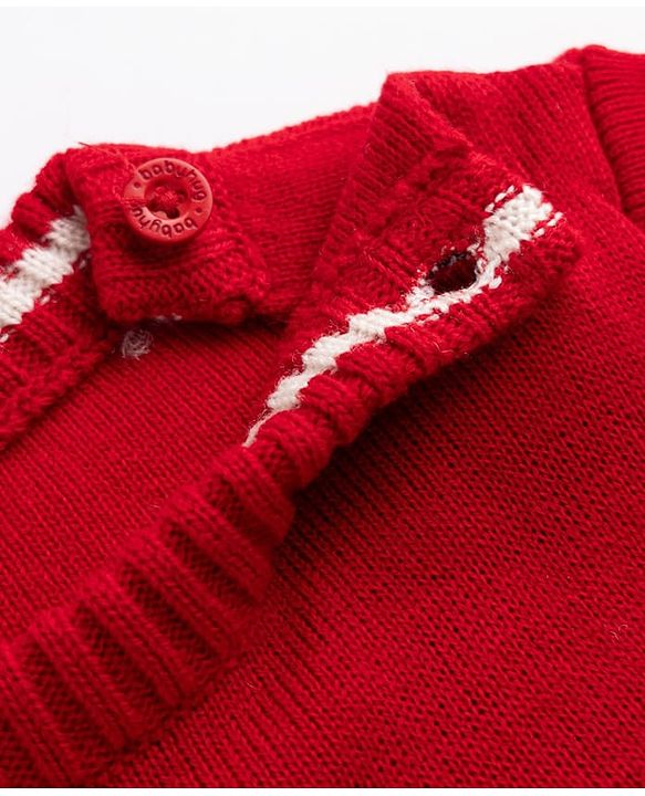 Babyhug Knit Full Sleeves Sweater Set With I Love Mom Design - Red