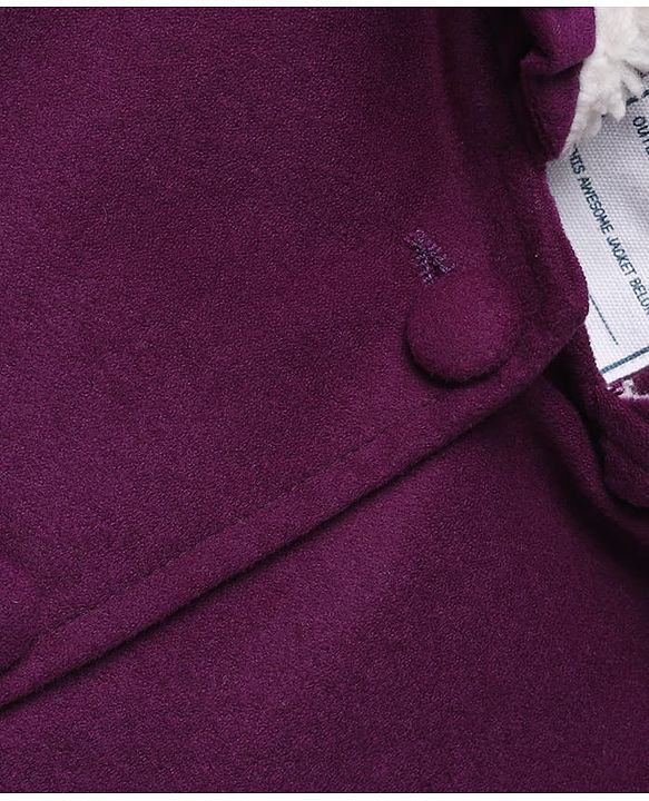 Babyhug Woven A-Line Hoodie with Full Sleeves and Fur Lining - Purple