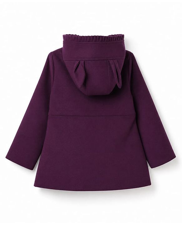 Babyhug Woven A-Line Hoodie with Full Sleeves and Fur Lining - Purple