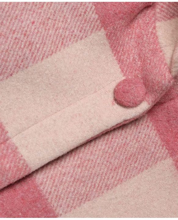 Babyhug Suede Woven Checked Hooded Jacket with Full Sleeves - Pink