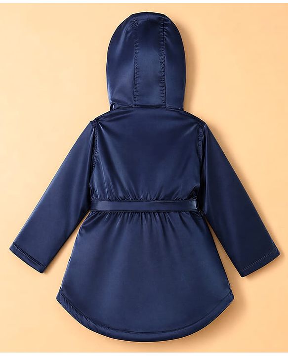 Babyhug Woven Hooded Jacket with Full Sleeves and Star Patch in Navy Blue for 2-3 Years