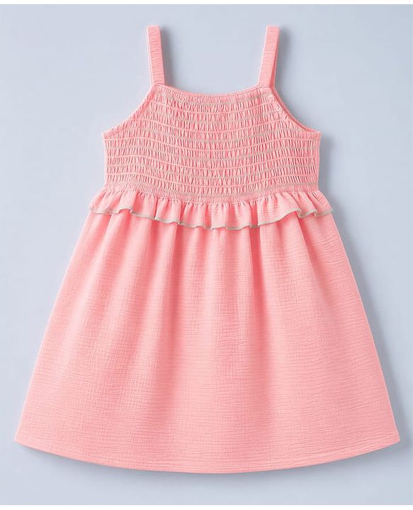 Babyhug Woven Sleeveless Solid Frock - Pink