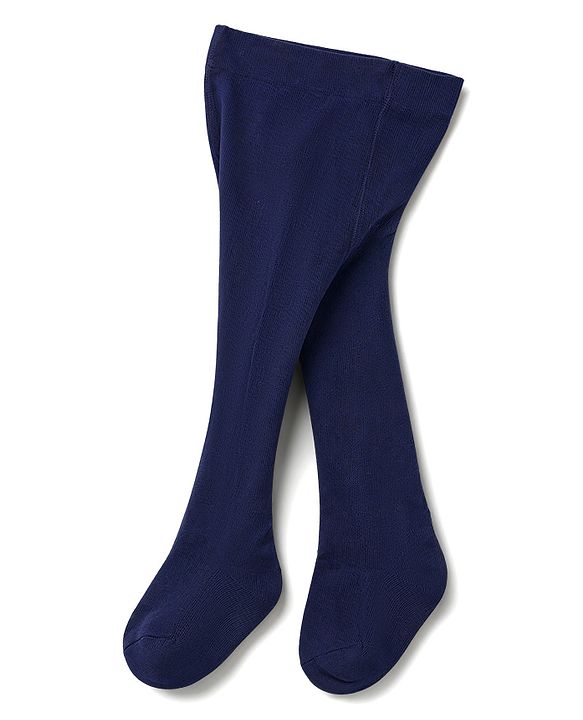 Babyhug Viscose Woven Full Sleeves Checked Frock with Leggings - Navy Blue