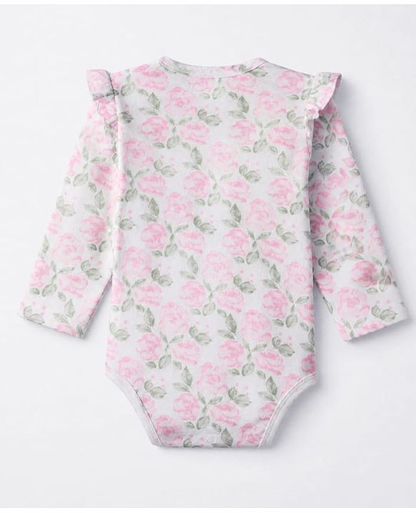 Babyhug Interlock Knit 100% Cotton Full Sleeves Onesies With Floral Print Pack of 3 -white, Pink & Light Pink