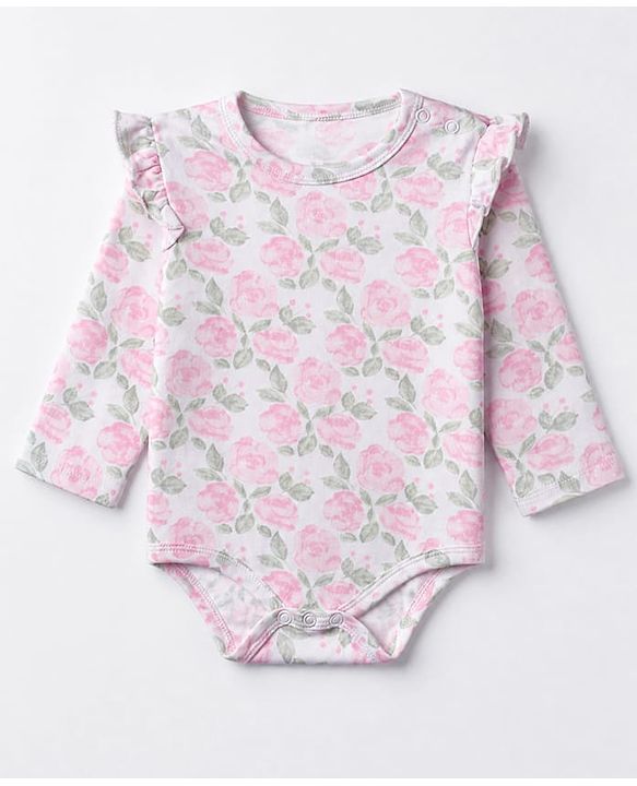 Babyhug Interlock Knit 100% Cotton Full Sleeves Onesies With Floral Print Pack of 3 -white, Pink & Light Pink