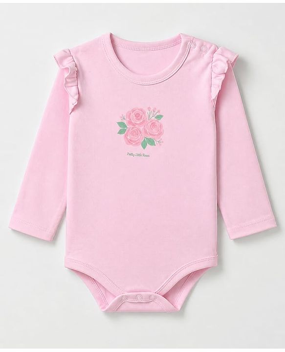 Babyhug Interlock Knit 100% Cotton Full Sleeves Onesies With Floral Print Pack of 3 -white, Pink & Light Pink