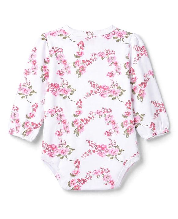 Babyhug 100% Cotton Interlock Knit Full Sleeves Onesies With Floral, Cloud & Bee Print Pack of 3 - White, Pink & Light Pink