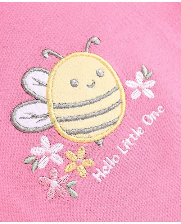 Babyhug 100% Cotton Interlock Knit Full Sleeves Onesies With Floral, Cloud & Bee Print Pack of 3 - White, Pink & Light Pink