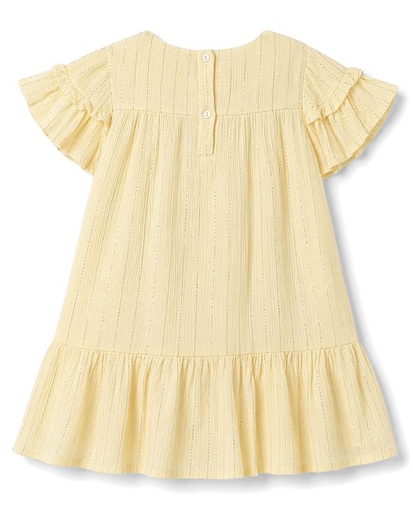 Babyhug Woven Half Sleeves Solid One Piece Dresses - Yellow