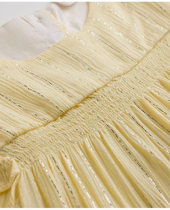 Babyhug Woven Half Sleeves Solid One Piece Dresses - Yellow
