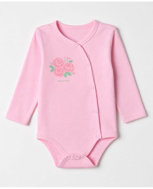 Babyhug 100% Cotton Interlock Knit Full Sleeves Onesies with Leggings & Cap With Floral Print - Pink