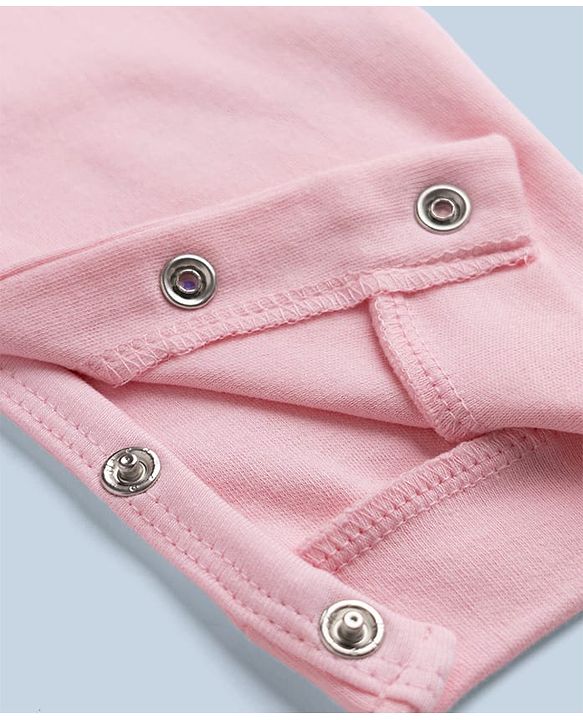 Babyhug 100% Cotton Interlock Knit Full Sleeves Romper With Floral Print & Headband - Pink