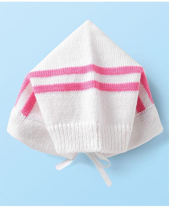 Babyhug Knit Full Sleeves Striped Sweater Set with Cap & Booties - Pink