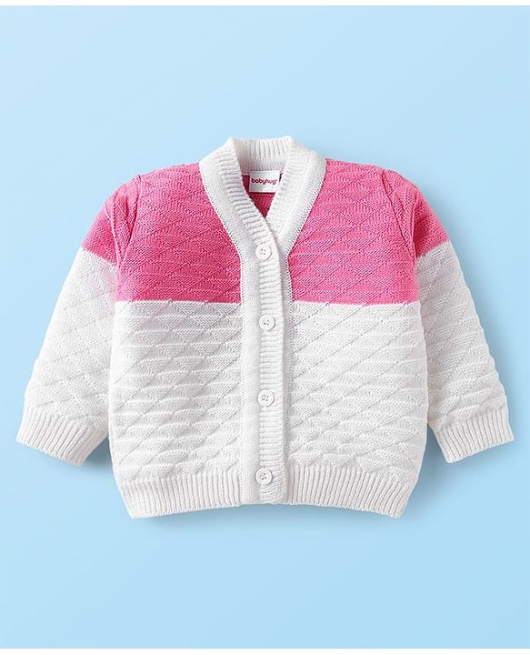 Babyhug Knit Full Sleeves Striped Sweater Set with Cap & Booties - Pink