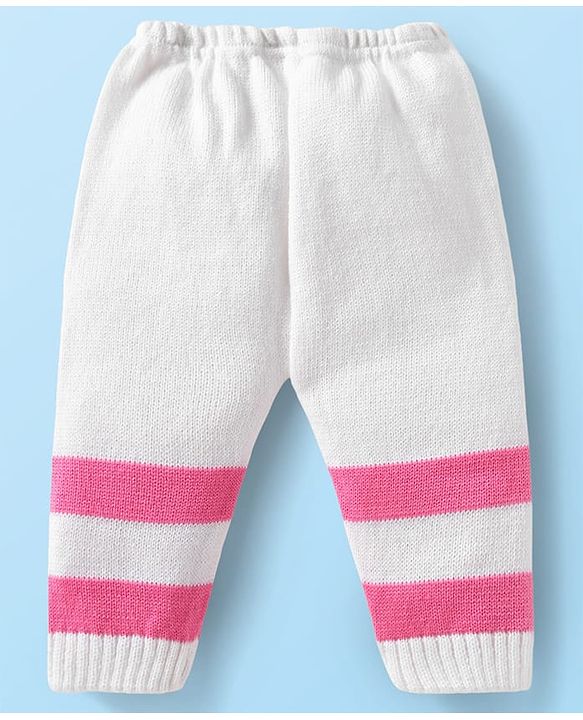 Babyhug Knit Full Sleeves Striped Sweater Set with Cap & Booties - Pink