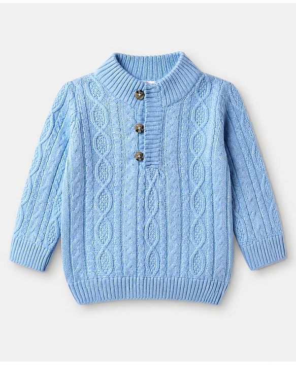 Babyhug Knit Full Sleeves Pullovers With Cable Knit Design - Ivory