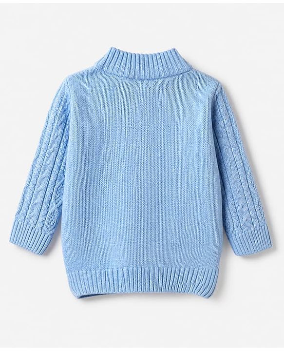 Babyhug Knit Full Sleeves Pullovers With Cable Knit Design - Ivory
