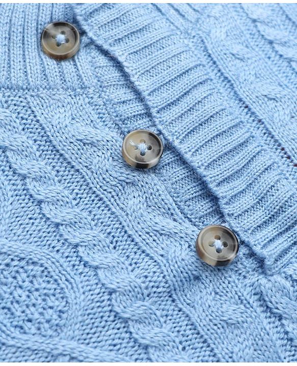 Babyhug Knit Full Sleeves Pullovers With Cable Knit Design - Ivory