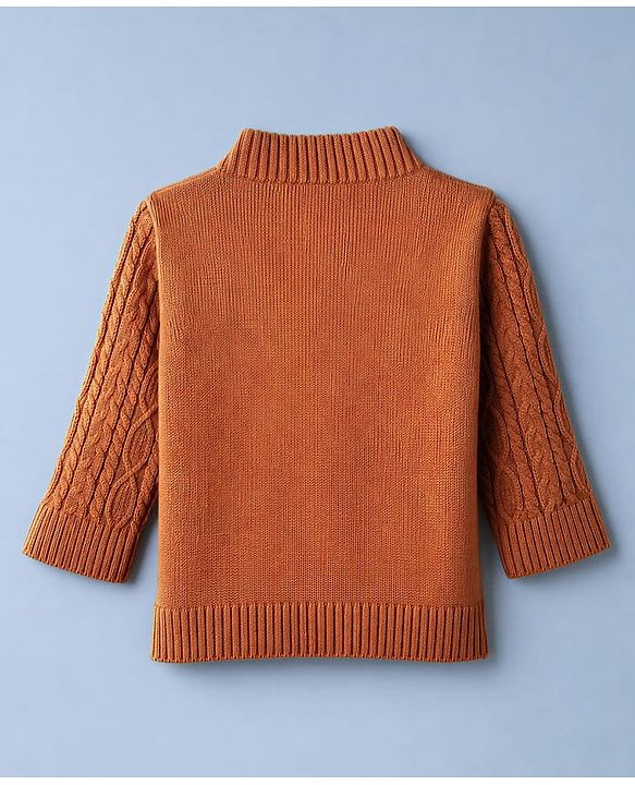 Babyhug Knit Full Sleeves Pullovers With Cable Knit Design - Ivory