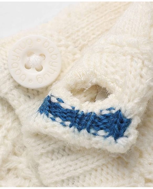 Babyhug Knit Full Sleeves Color Block Regular Pullovers with Have a Good Day Tiger Patch - Blue, Yellow