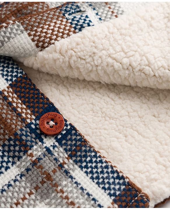 Babyhug Woven Full Sleeves Checked Hoodies - Brown