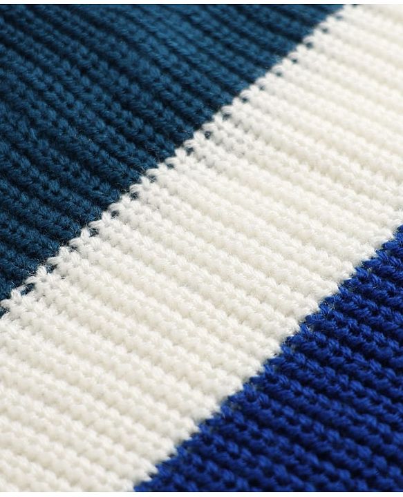 Babyhug Knit Full Sleeves Sweater Set with Color Block Design in Blue