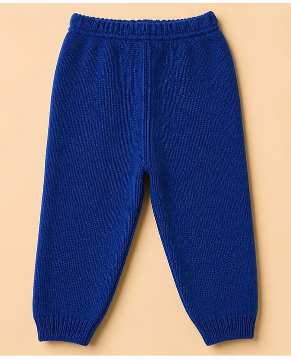 Babyhug Knit Full Sleeves Sweater Set with Color Block Design in Blue