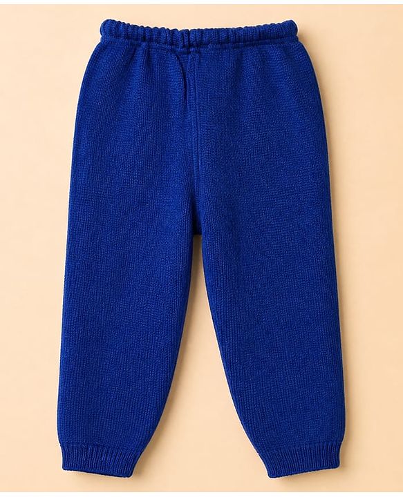 Babyhug Knit Full Sleeves Sweater Set with Color Block Design in Blue