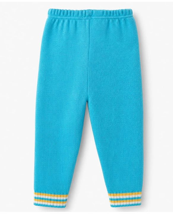 Babyhug Knit Full Sleeves Sweater Set With Striped Design - Blue