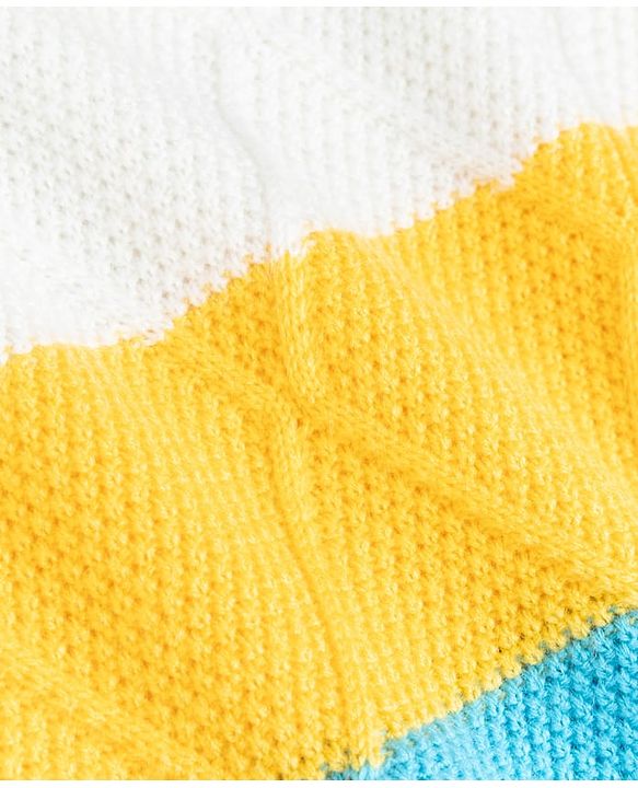 Babyhug Knit Full Sleeves Sweater Set With Striped Design - Blue
