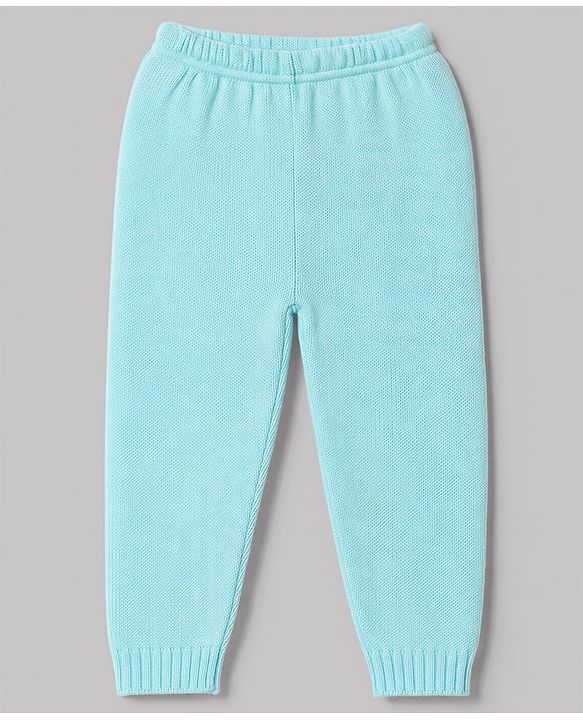 Babyhug Knit Full Sleeves Striped Sweater Set - Sky Blue