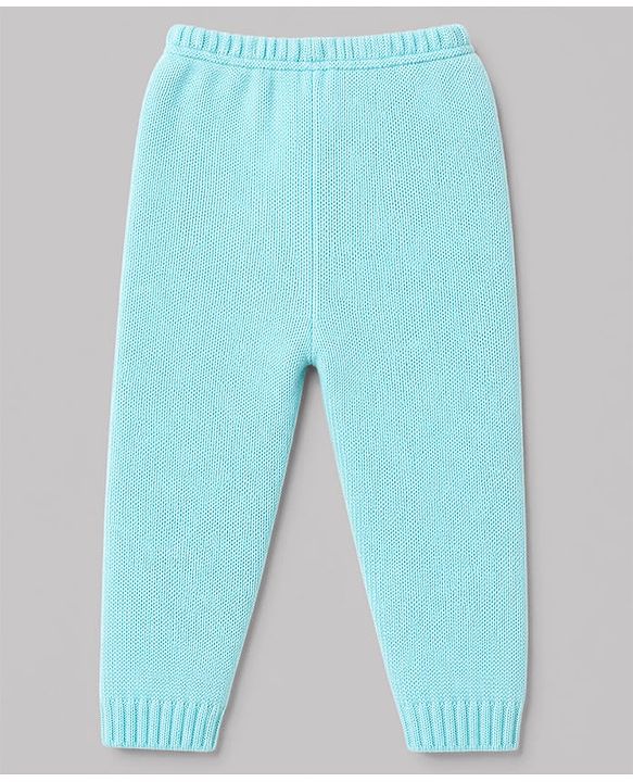 Babyhug Knit Full Sleeves Striped Sweater Set - Sky Blue