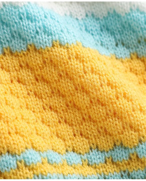 Babyhug Knit Full Sleeves Striped Sweater Set - Sky Blue