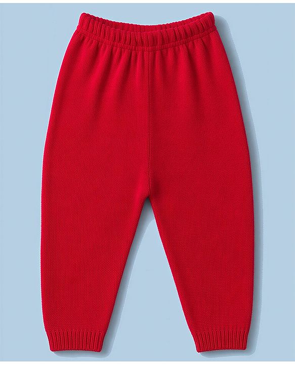 Babyhug Knit Full Sleeves  Sweater Set with Heart & Floral Design - Red