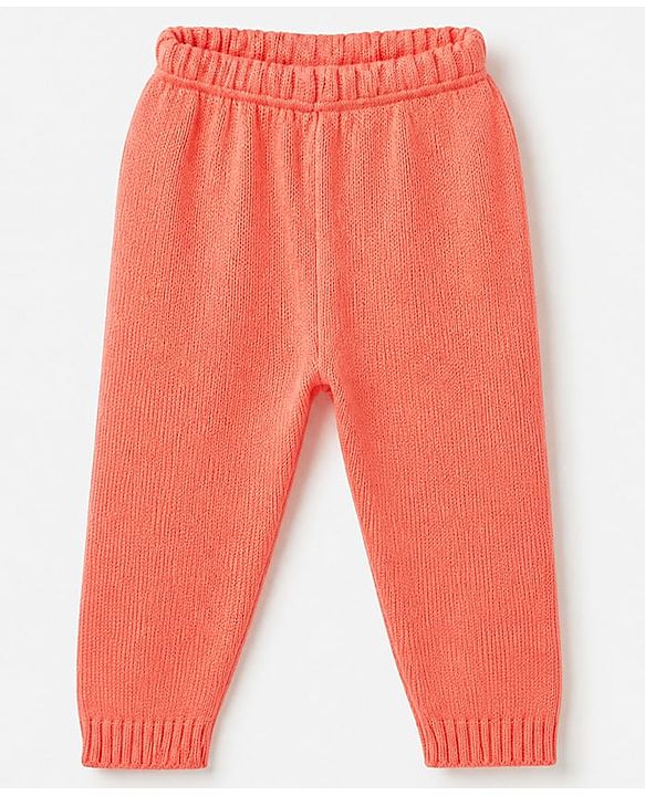 Babyhug Knitwear Sweater and Pant Full Sleeves with Full Length and Hearts Design in Peach for 3-6 Months