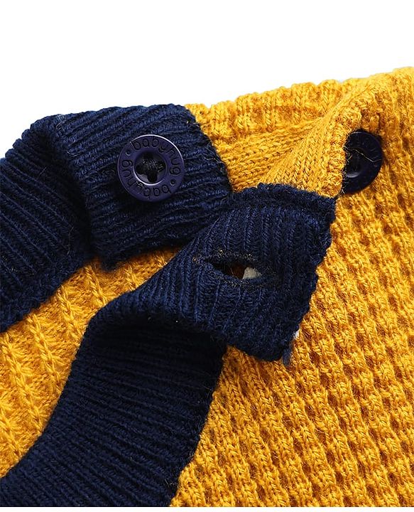 Babyhug Knit Full Sleeves Sweater Set with Color Block Design - Navy Blue