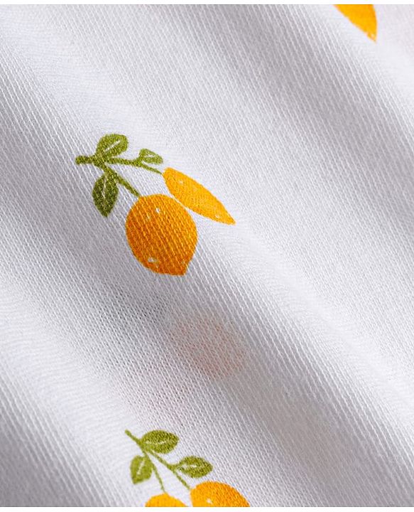 Babyhug 100% Cotton Single Jersey Knit Sleeveless Floral & Lemon Printed Slips Pack of 3 - White Pink & Green