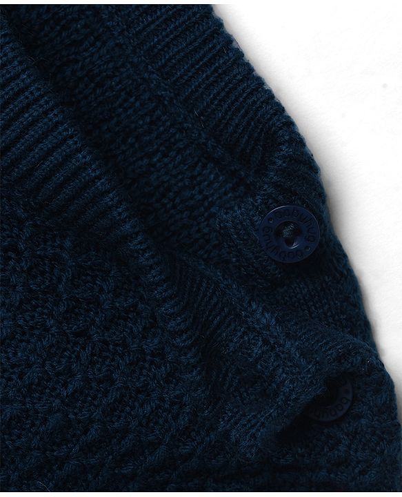 Babyhug Knit Full Sleeves Textured Sweater Set - Teal Blue