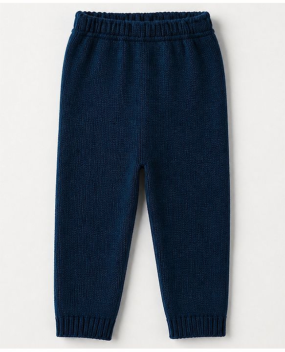 Babyhug Knit Full Sleeves Textured Sweater Set - Teal Blue
