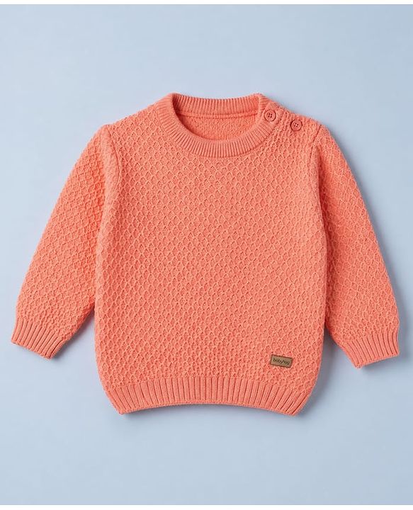 Babyhug Knit Full Sleeves Textured Sweater Set - Teal Blue