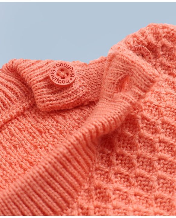 Babyhug Knit Full Sleeves Textured Sweater Set - Teal Blue