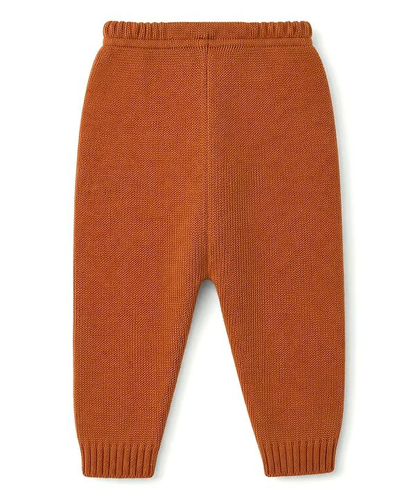 Babyhug Knit Full Sleeves Striped Sweater Set - Light Brown