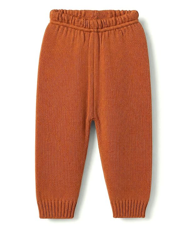 Babyhug Knit Full Sleeves Striped Sweater Set - Light Brown